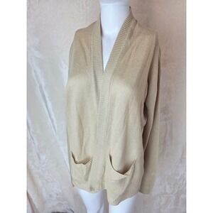 BAJEE COLLECTION by Becool Beige Open Front Knit Cardigan Sweater